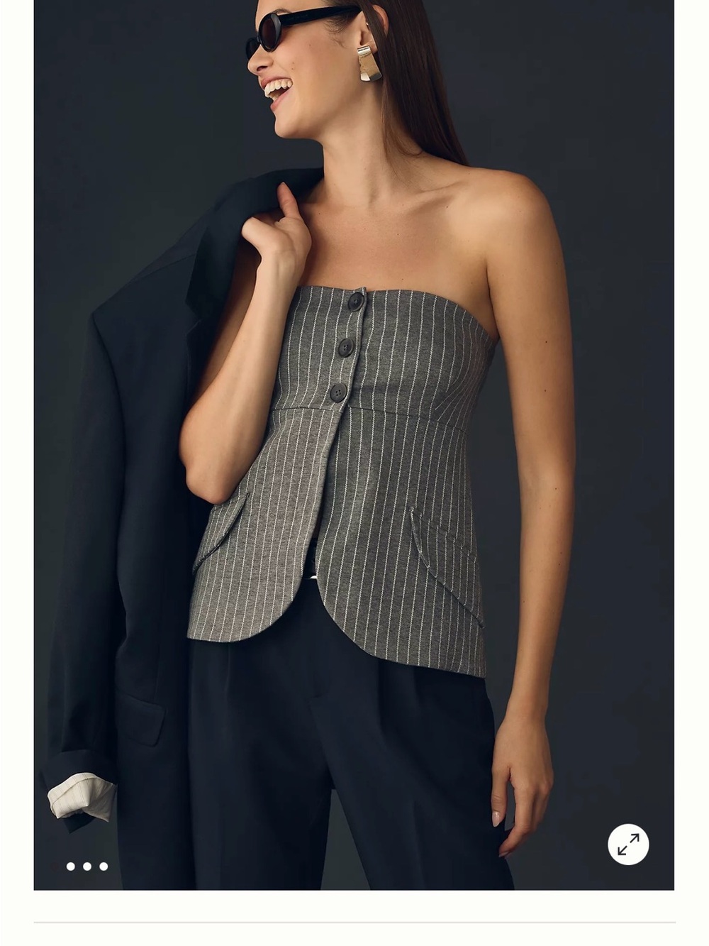 Anthropologie Gray strapless top